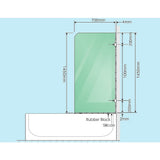 70cm Frameless Glass Bath Screen with U-Brackets - Gold