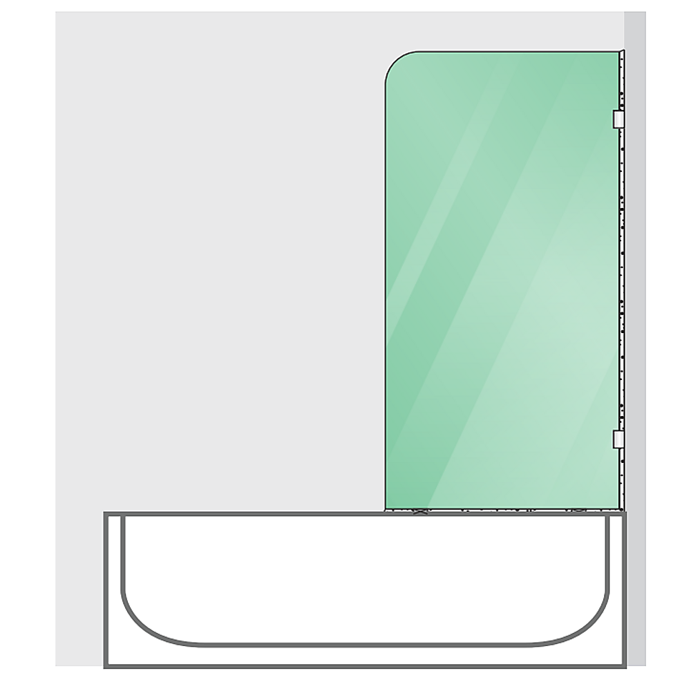 70cm Frameless Glass Bath Screen with U-Brackets - White