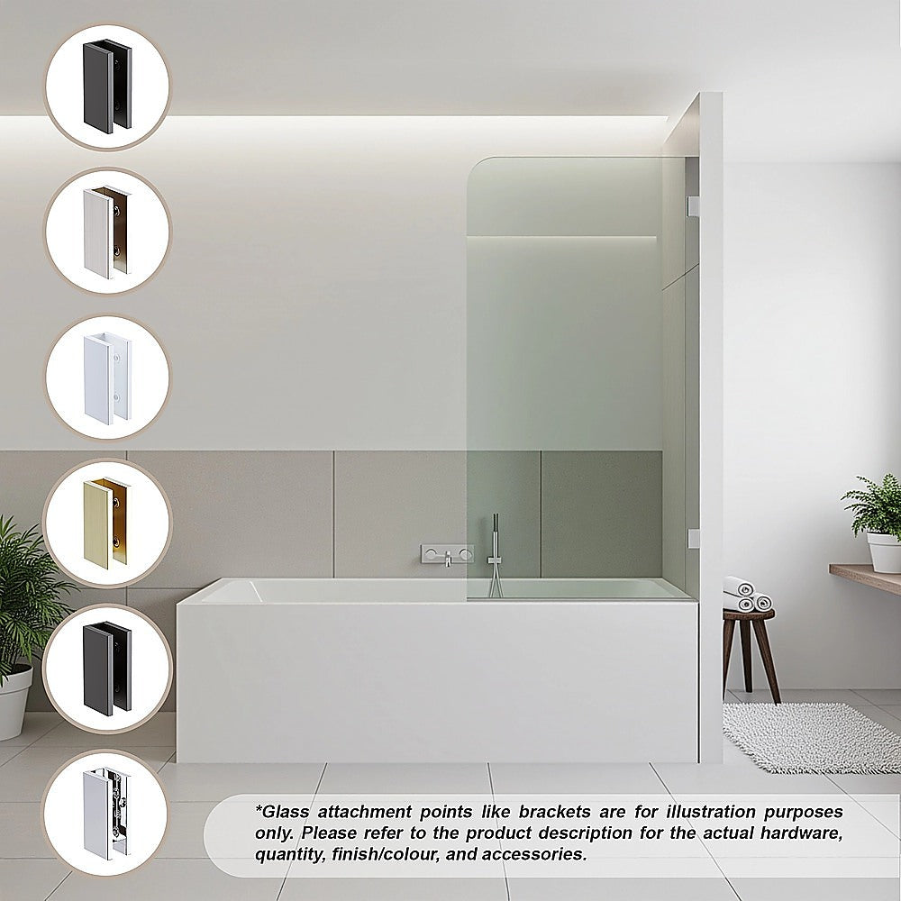 70cm Frameless Glass Bath Screen with Brackets - Nickel