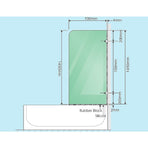 70cm Frameless Glass Bath Screen with F-Brackets - Black