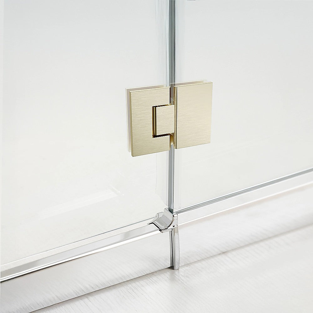 100cm Frameless Glass Bath Screen with Stainless Steel Brackets - Gold
