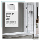100cm Frameless Glass Bath Screen with Stainless Steel Brackets - White - Extra Image