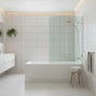 120cm Frameless Glass Bath Screen ??Stainless Steel U-Brackets in White