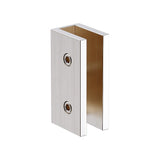 100cm Frameless Glass Bath Screen with Stainless Steel Brackets - Nickel - 45-Degree Angle