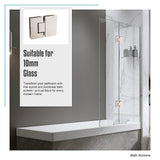 100cm Frameless Glass Bath Screen with Stainless Steel Brackets - Nickel - Extra Image