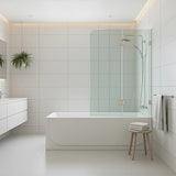 120cm Frameless Glass Bath Screen with Stainless Steel Brackets - Nickel