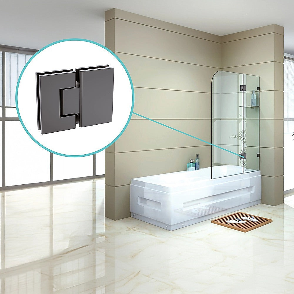 100cm Frameless Glass Bath Screen with Stainless Steel Brackets - Gunmetal