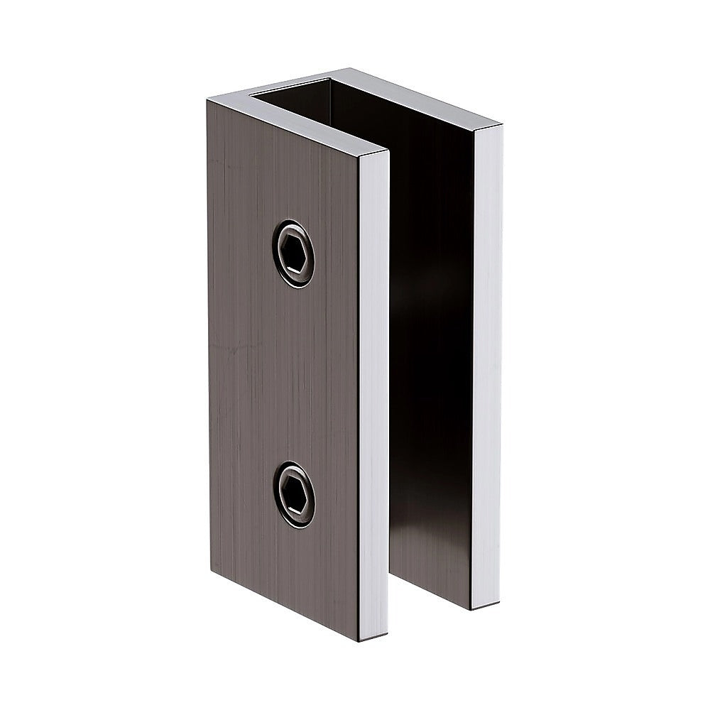 100cm Frameless Glass Bath Screen with Stainless Steel Brackets - Gunmetal