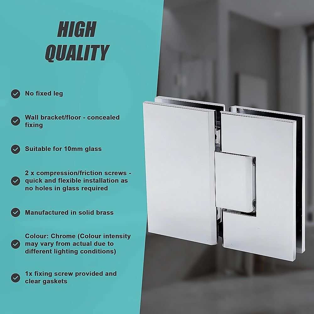 120cm Frameless Glass Bath Screen with Brass Brackets - Chrome