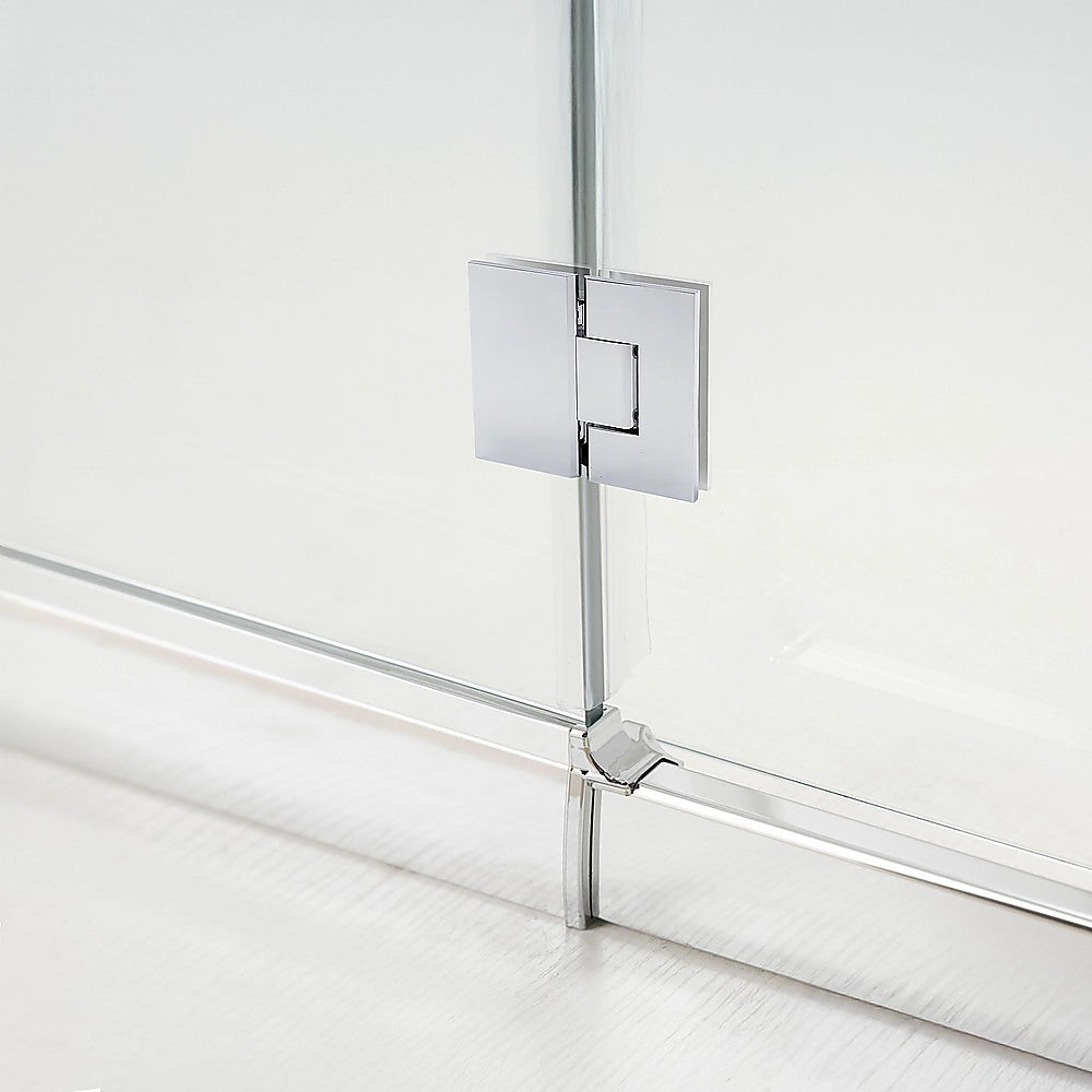 120cm Frameless Glass Bath Screen with Brass Brackets - Chrome