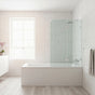 120cm Frameless Glass Bath Screen ??Brass F-Brackets in Chrome for Stylish Bathroom Upgrade