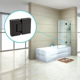 100cm Frameless Glass Bath Screen with Brass Brackets - Black - Front View