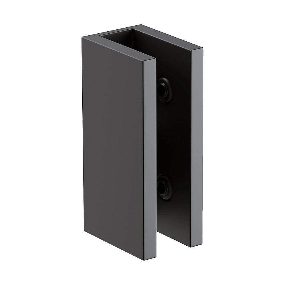 100cm Frameless Glass Bath Screen with Brass Brackets - Black