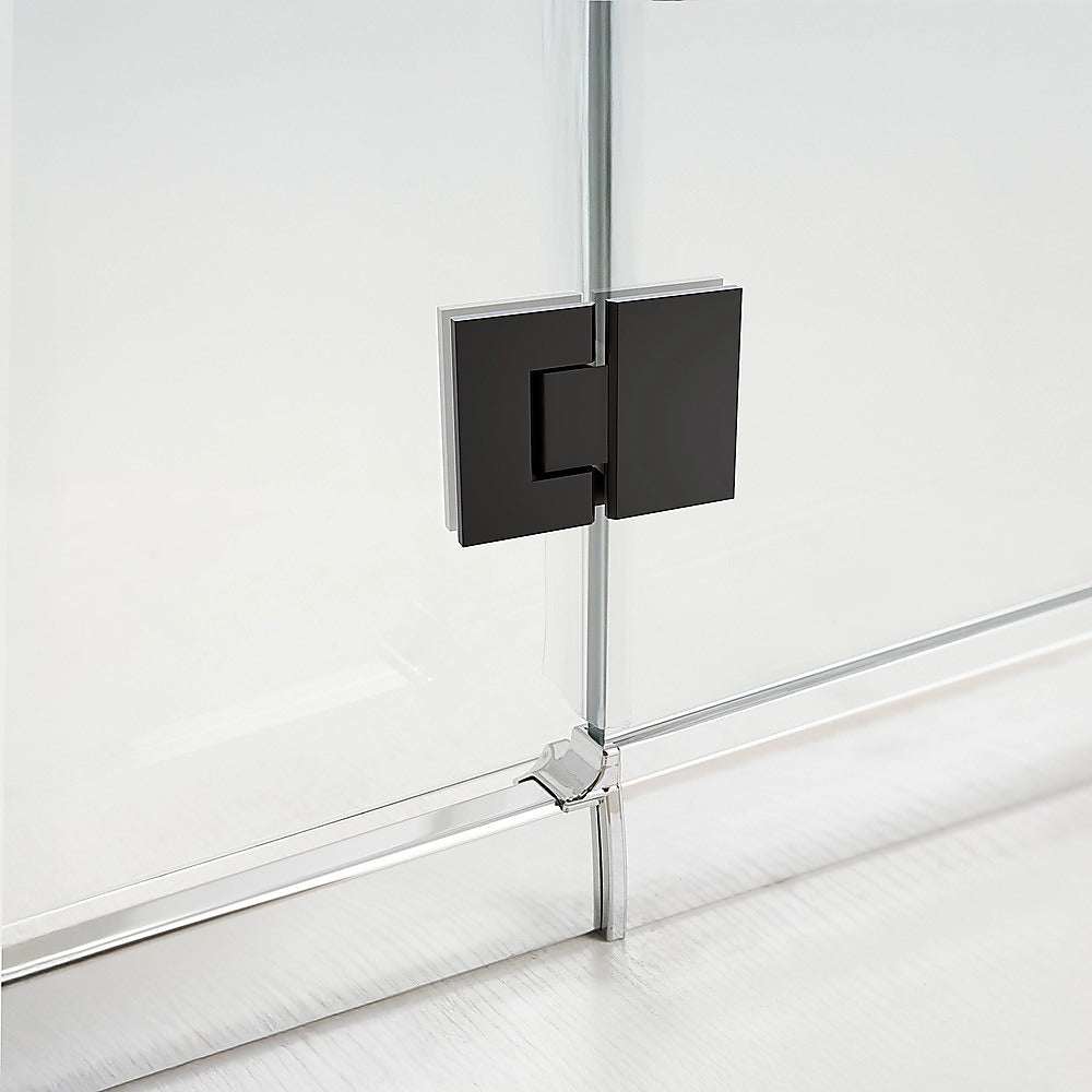 100cm Frameless Glass Bath Screen with Brass Brackets - Black