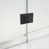 100cm Frameless Glass Bath Screen with Brass Brackets - Black - Rear View