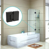 100cm Frameless Glass Bath Screen with Brass Brackets - Black - Front View
