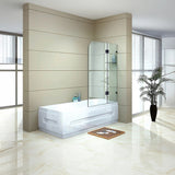 100cm Frameless Glass Bath Screen with Brass Brackets - Black - 45-Degree Angle