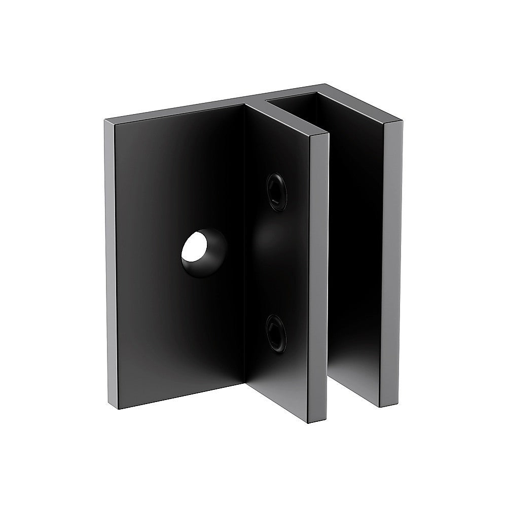 100cm Frameless Glass Bath Screen with Brass Brackets - Black