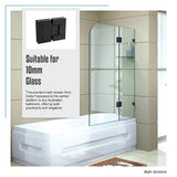 100cm Frameless Glass Bath Screen with Brass Brackets - Black - Extra Image