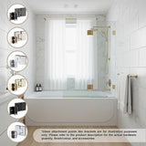 120cm Frameless Glass Bath Screen with Brass Brackets - Black - Front View