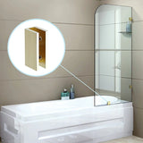 100cm Frameless Glass Bath Screen with Brass Brackets - Gold - Front View