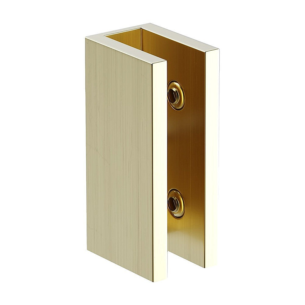100cm Frameless Glass Bath Screen with Brass Brackets - Gold