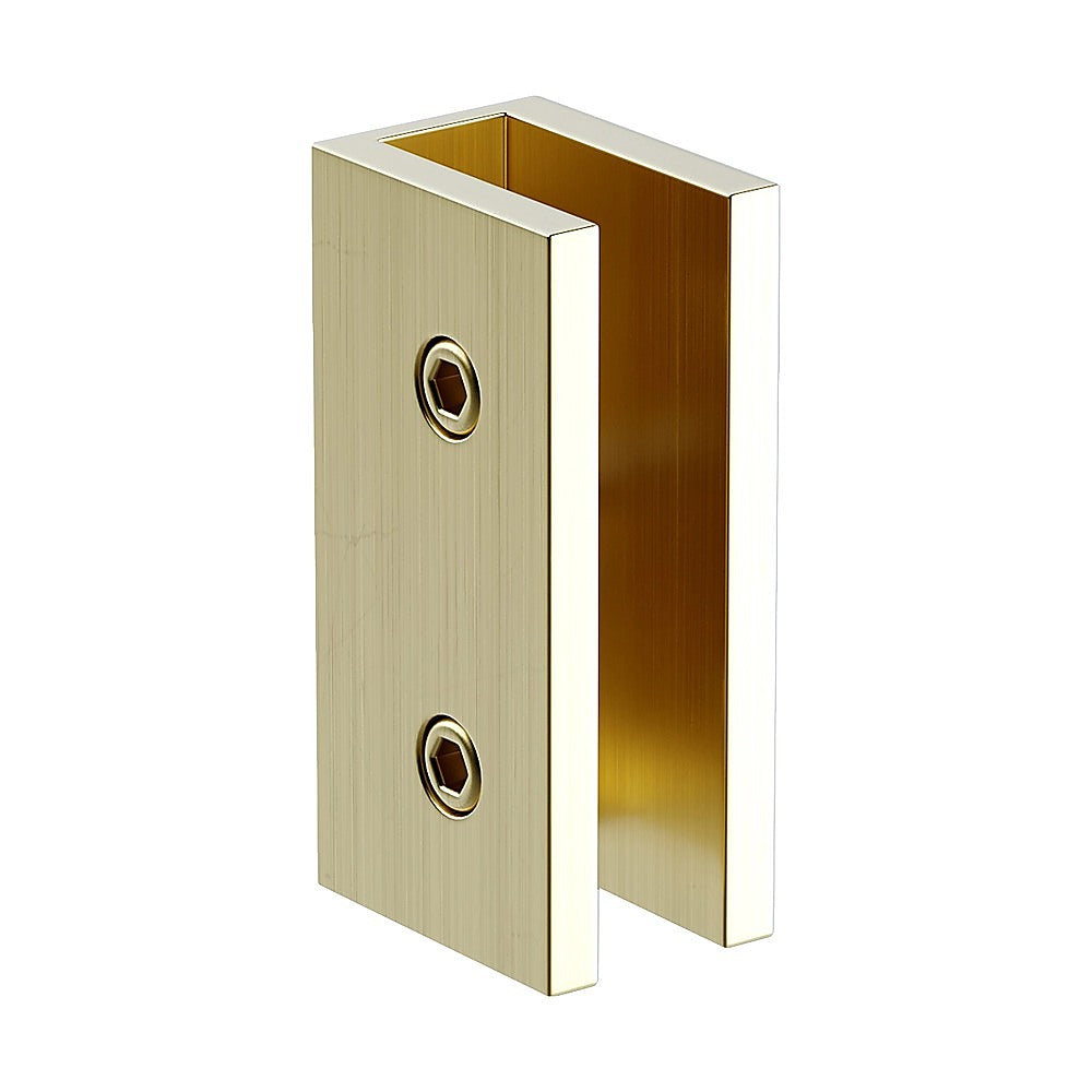 100cm Frameless Glass Bath Screen with Brass Brackets - Gold