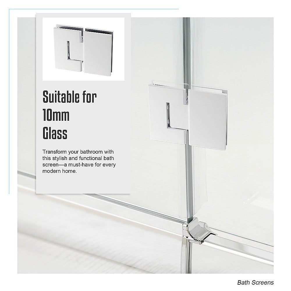 100cm Frameless Glass Bath Screen with Brass Brackets - White