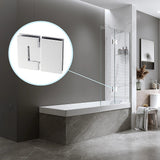 100cm Frameless Glass Bath Screen with Brass Brackets - White - Front View