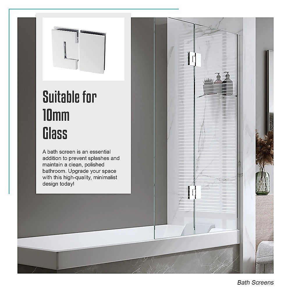 100cm Frameless Glass Bath Screen with Brass Brackets - White
