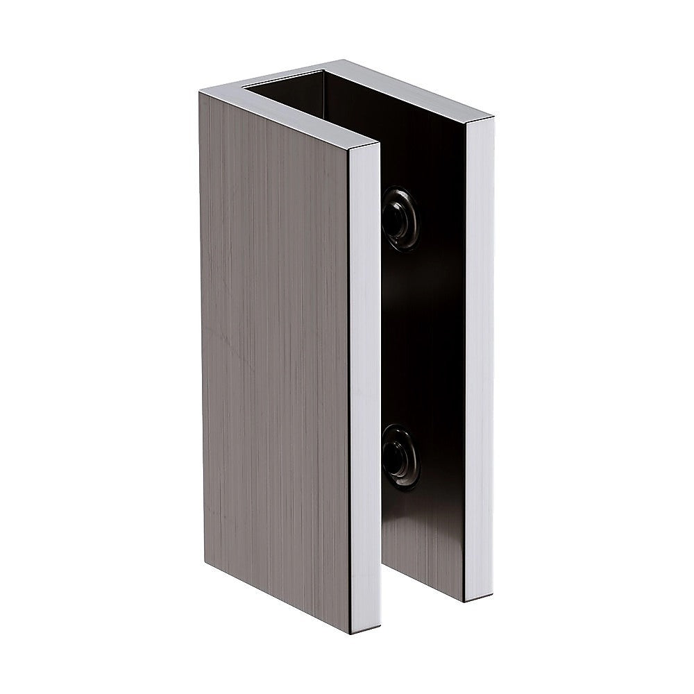 100cm Frameless Glass Bath Screen with Brass Brackets - Gunmetal