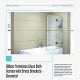 100cm Frameless Glass Bath Screen with Brass Brackets - Gunmetal - Extra Image