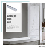100cm Frameless Glass Bath Screen with Channel and Stainless Steel Hinges- Chrome - Extra Image