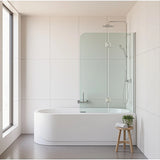 120cm Frameless Glass Bath Screen with Channel and Stainless Steel Hinges- Chrome