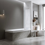 100cm Frameless Glass Bath Screen with Channel and Stainless Steel Hinges- Black - Rear View