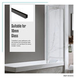 100cm Frameless Glass Bath Screen with Channel and Stainless Steel Hinges- Black - Extra Image