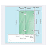 120cm Frameless Glass Bath Screen – Wall Channel with Stainless Steel Hinges in Black Finish - Side View