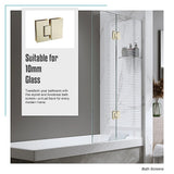 100cm Frameless Glass Bath Screen with Channel and Stainless Steel Hinges- Gold - Extra Image