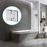 100cm Frameless Glass Bath Screen with Channel and Stainless Steel Hinges- White - Front View