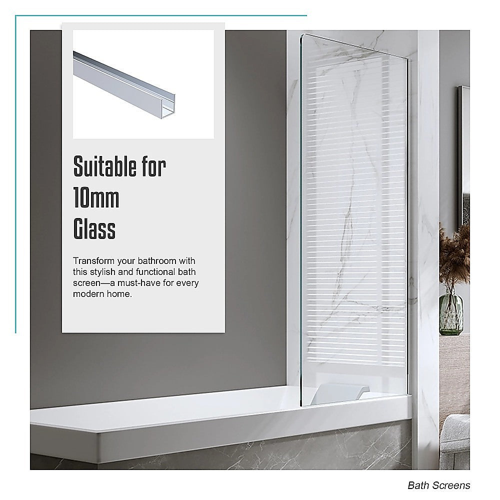 100cm Frameless Glass Bath Screen with Channel and Brass Hinges - Chrome