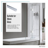 120cm Frameless Glass Bath Screen with Channel and Brass Hinges - Chrome - Extra Image