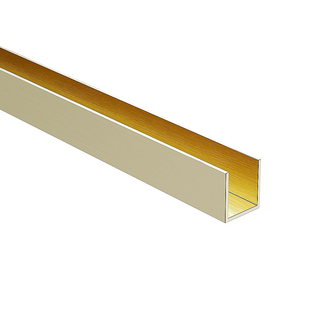 100cm Frameless Glass Bath Screen with Channel and Brass Hinges - Gold