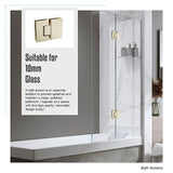 100cm Frameless Glass Bath Screen with Channel and Brass Hinges - Gold - Extra Image