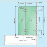 100cm Frameless Glass Bath Screen with Channel and Brass Hinges - Gold - Extra Image