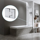 100cm Frameless Glass Bath Screen with Channel and Brass Hinges - White - Front View