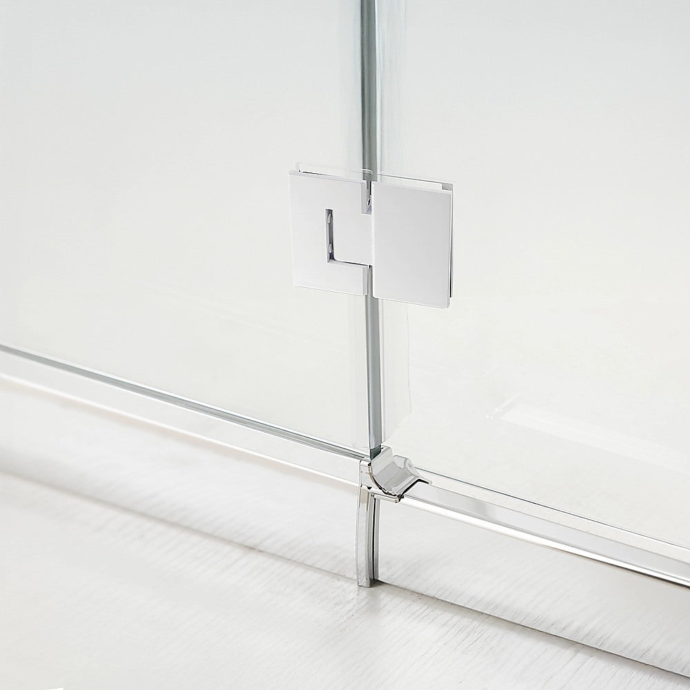 100cm Frameless Glass Bath Screen with Channel and Brass Hinges - White