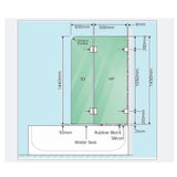 100cm Frameless Glass Bath Screen with Channel and Brass Hinges - Nickel - Front View