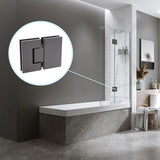 100cm Frameless Glass Bath Screen with Channel and Brass Hinges - Gunmetal - Front View