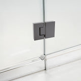 100cm Frameless Glass Bath Screen with Channel and Brass Hinges - Gunmetal - 45-Degree Angle