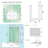 100cm Frameless Glass Bath Screen with Channel and Brass Hinges - Gunmetal - Extra Image